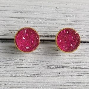 Pink and Gold Druzy Geode earrings
